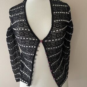 sheer see through black and white top/ cover up size small